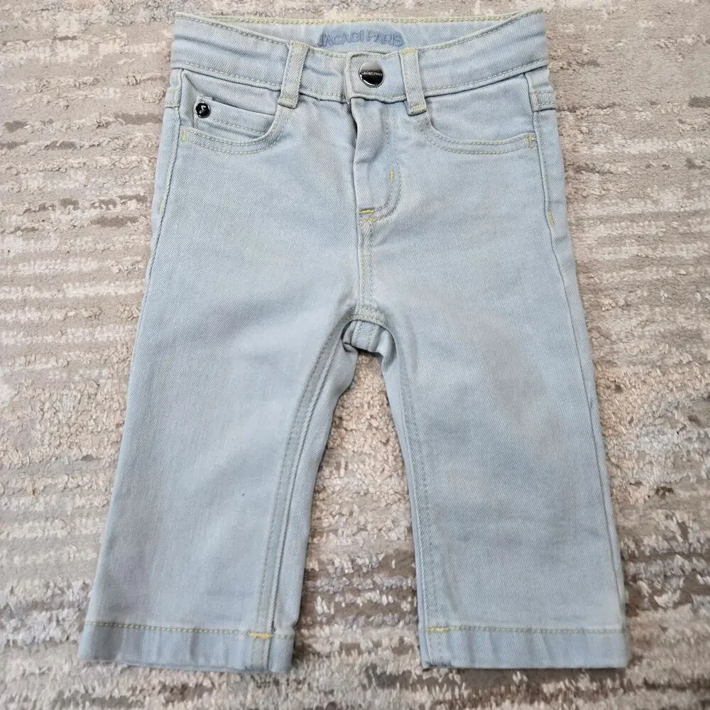 Jacadi Paris Baby Denim Jeans Straight Leg Light Wash 6 Month Girls‎